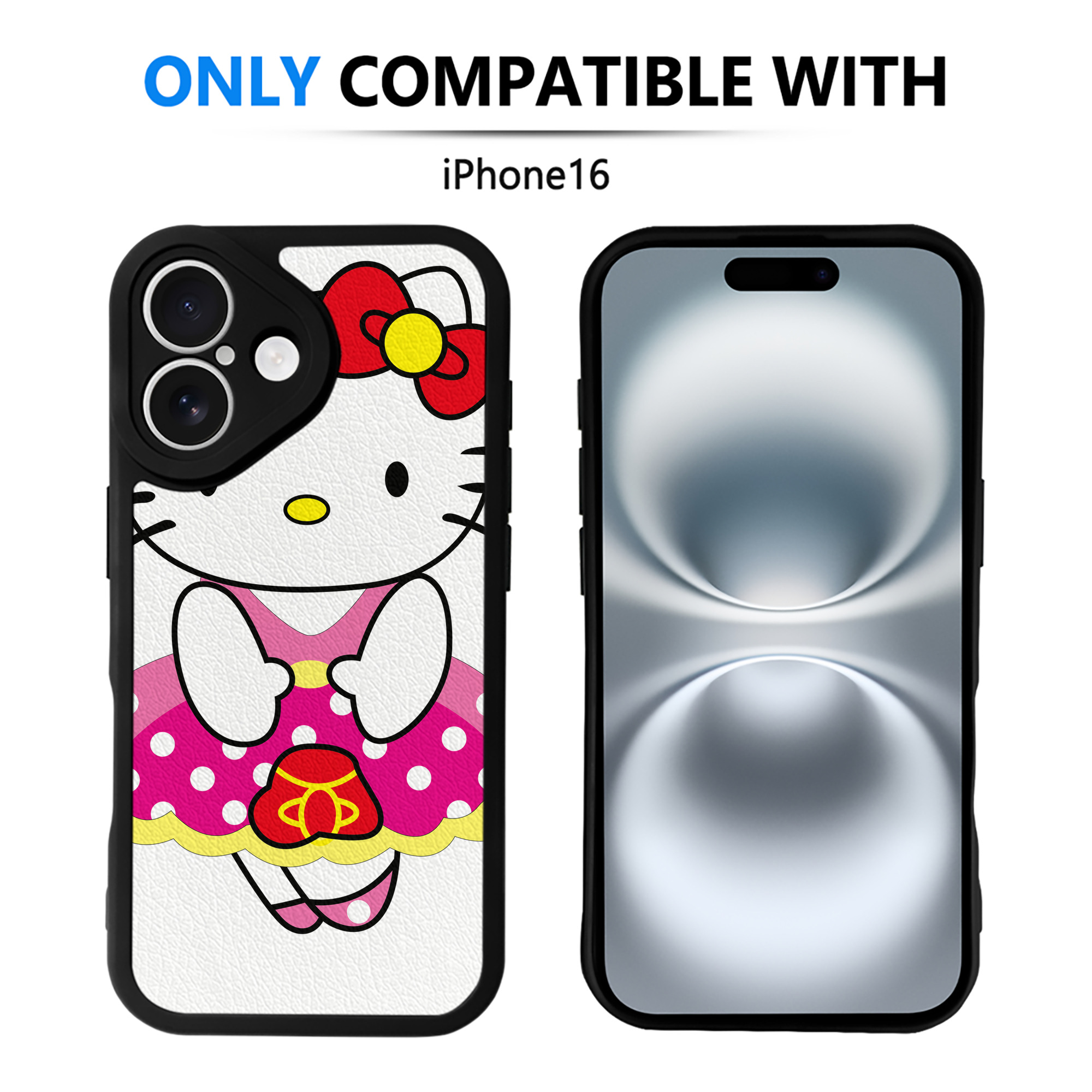 （画像用） Hello Kitty ハローキティ 【iPhone 16シリーズ対応】シリコンスマホケース（レザー調） 材質：シリコン